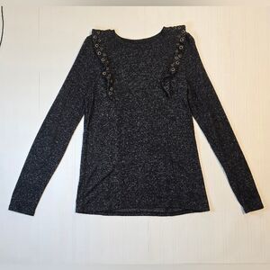 Miss Me Gray Ruffled Blouse